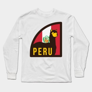 Peru Flag Alpaca Peruvian Sur Andes Inca Machu Picchu Lima Long Sleeve T-Shirt